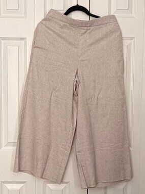 NWT Banana Republic Linen-Blend Wide-Leg Cropped Pant Size S Beige